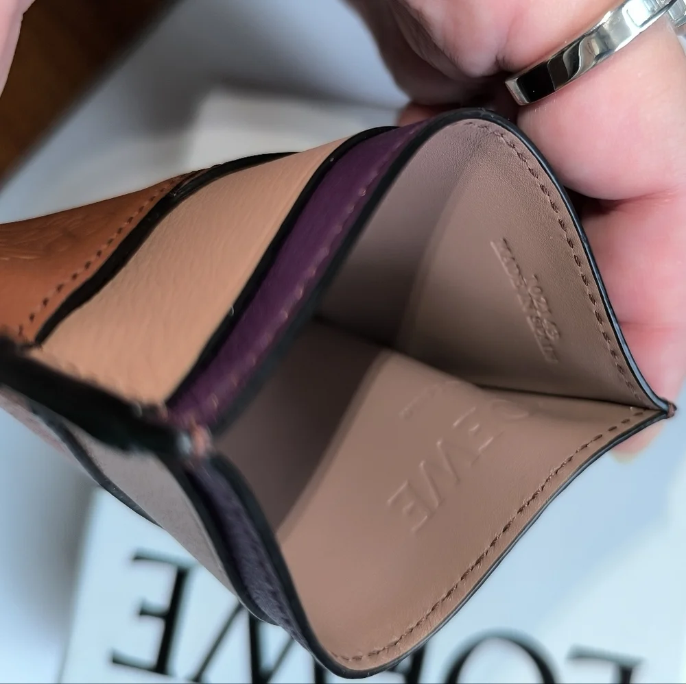 LOEWE Multicolor Purple Tan Pink Leather Cardholder